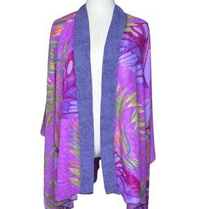 NWT Soo Hoo Artist Made Scarf Kimono Wrap Shawl Original Unique Vibrant Flowy